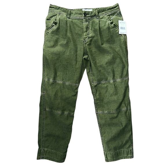 NWT Free People High-Rise Slouch Dark Olive Utility Pants 30X27 - Picture 1 of 8